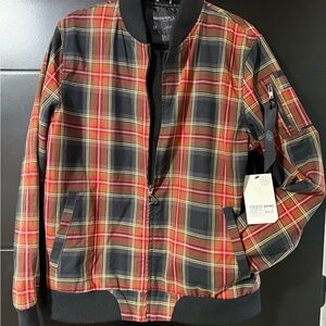 Ninth Hall Red Plaid Bomber Jacket NWT